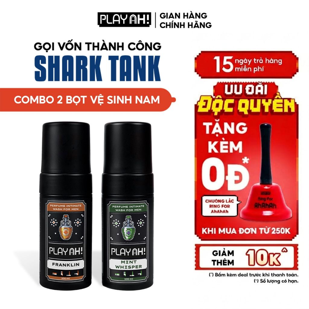 Bọt Dung Dịch Vệ Sinh Nam PlayAh hương nước hoa Franklin/Mint Whisper tạo bọt 100ml