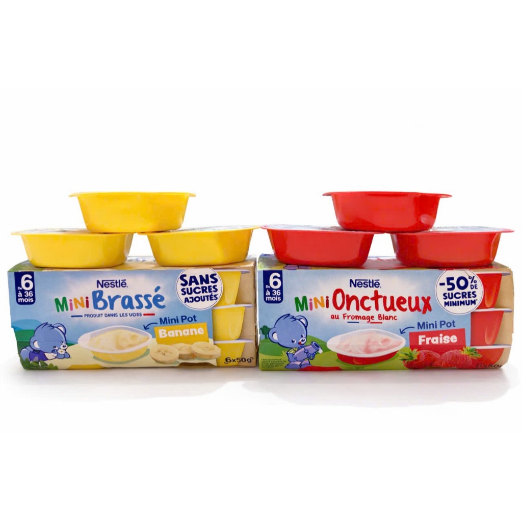 Sữa chua trái cây cho bé Nestlé Mini Brassé Banana & Nestlé Mini Onctueux Strawberry