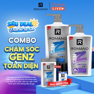 [TẶNG Chai 150G] Tắm/ Dầu gội nam 2in1 Romano Gen Z Hương Forest Cedar/ Sea Breeze 610g (tặng ngẫu nhiên) - LIVE