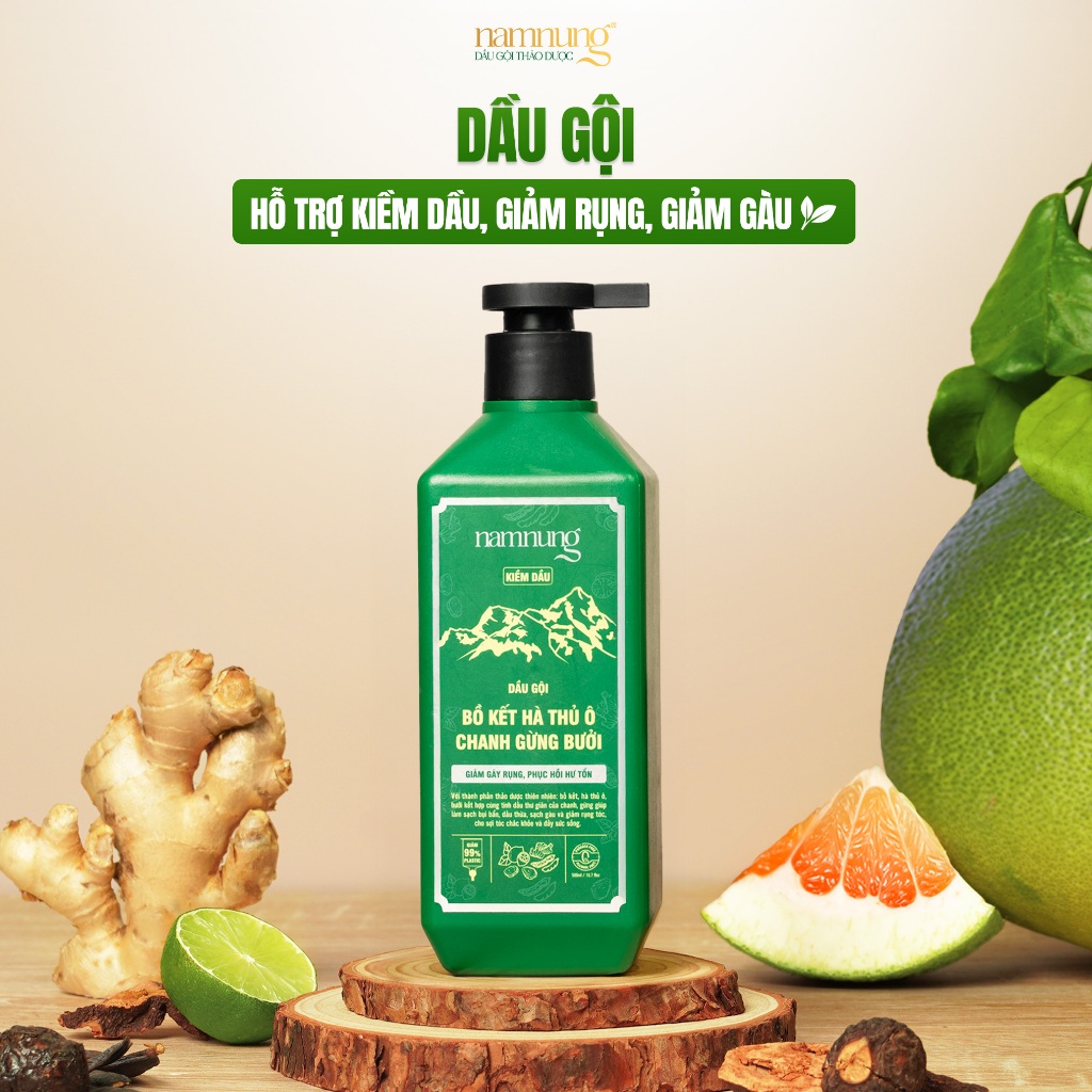 Dầu Gội Giảm Rụng Kiềm Dầu Thảo Dược NAMNUNG Giảm Gàu Phồng Tóc Dùng Cho Tóc Nhanh Bết 500Ml