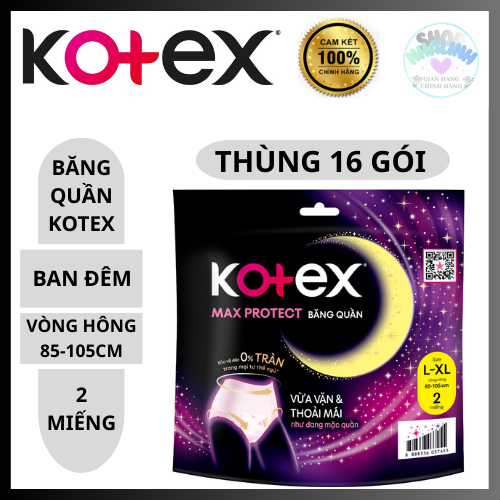 [16 gói]Băng quần Kotex Max Protect 2 chiếc size L - XL