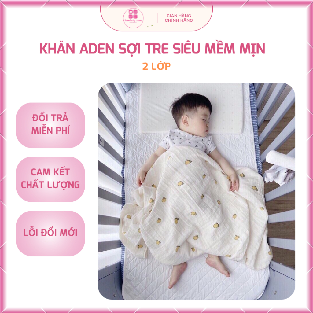 Khăn Aden Sợi Tre 2 Lớp Siêu Mềm Mịn Cho Bé