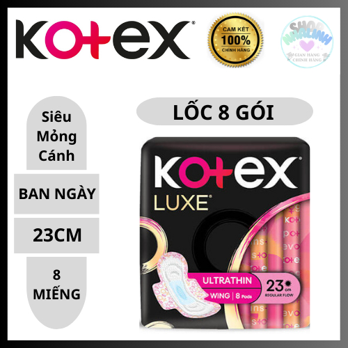 [8 gói]Băng vệ sinh Kotex LUXE Ngày Cánh 23cm 8 miếng