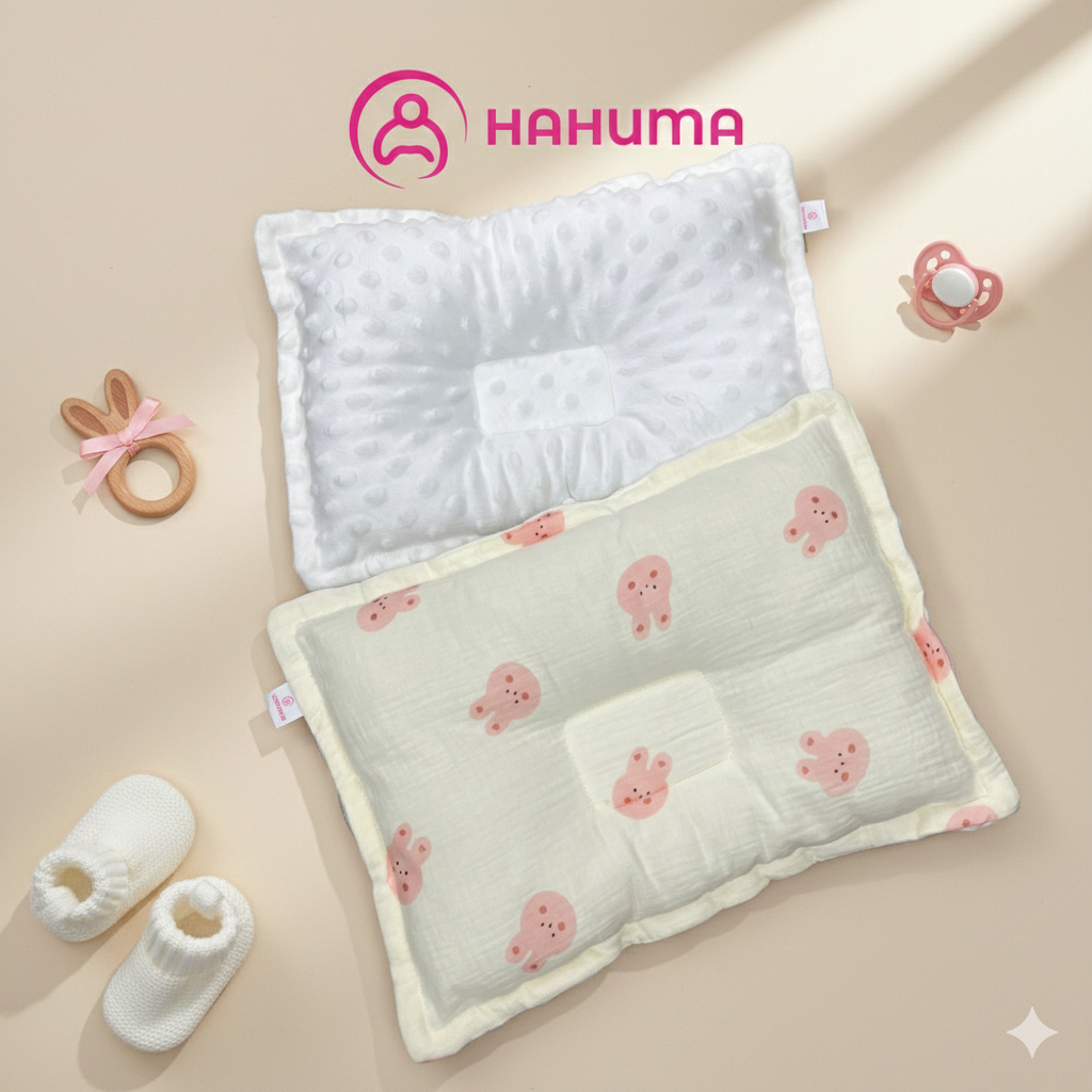 Gối Xô Cho Bé Sơ Sinh Hahuma Chống Bẹp Méo Đầu Êm Ái, Mềm Mại, Thông Thoáng