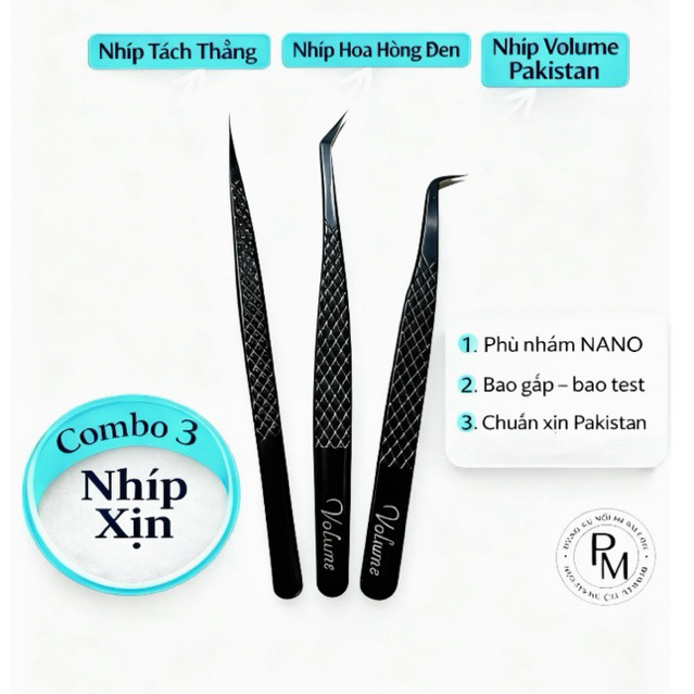 (Tặng Bóp) Bộ Nhíp Nối Mi Chuyên Nghiệp  – Nhíp Tạo Fan Volume, Nhíp Gắp Mi Classic, Nhíp Tách Mi Vo