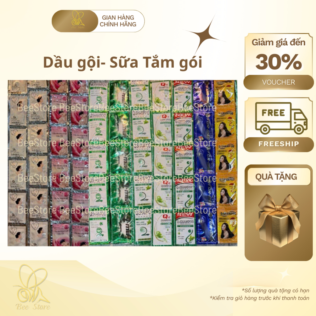 [HCM] 500 gói dầu gội/ sữa tắm 6.5ml dùng cho nhà nghỉ khách sạn homestay