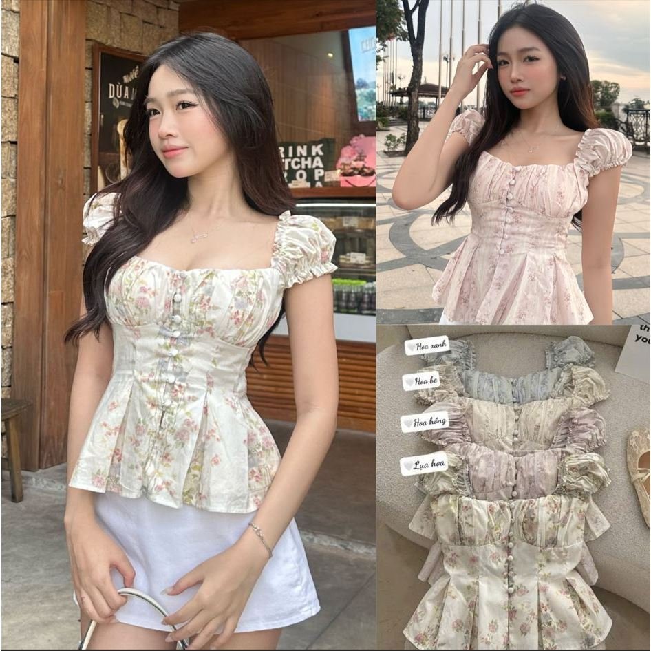 Áo Babydoll Nữ PUFF SWEET – Tay Bồng Chiết Eo Dáng Xòe Nữ Tính KAZI