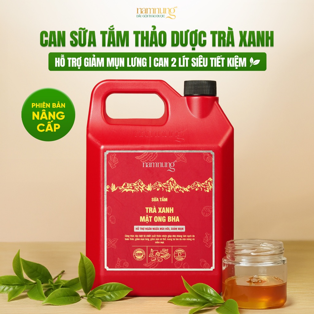 Can Sữa Tắm Sáng Da Giảm Mụn Lưng Thảo Dược NAMNUNG Làm Sạch Sâu Dịu Nhẹ Dưỡng Ẩm Giảm Viêm 2000Ml