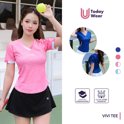 [New Arrival] Áo thể thao chạy bộ nữ Vivi Tee Today U Wear cổ chữ V thoáng mát thoải mái cầu lông pickleball