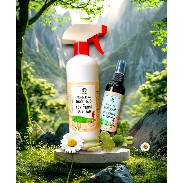 Xịt Tinh Dầu Sả Chanh - Xua muỗi, khử phòng, Thơm mát, an toàn cho trẻ