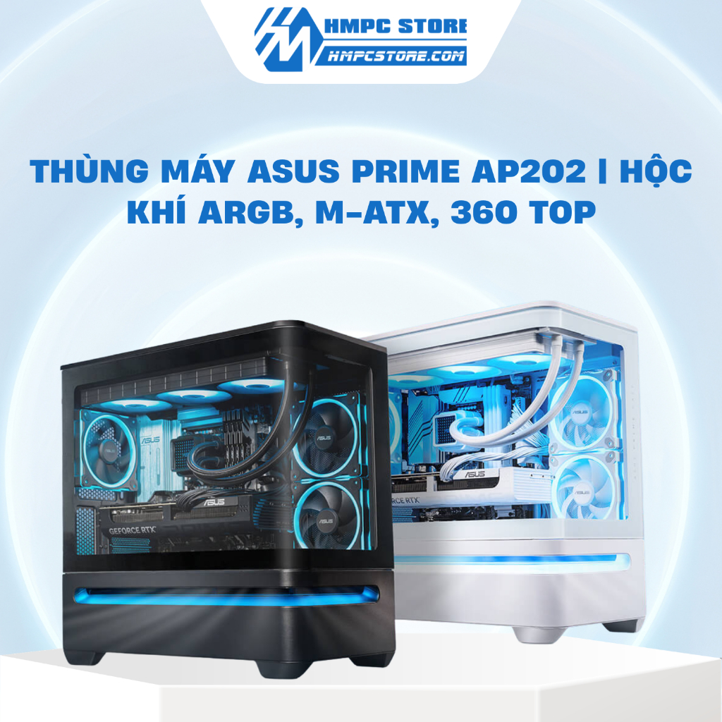 Case - Thùng máy Asus Prime AP202 | Hộc khí ARGB, M-ATX, 360 Top, bảo hành 12 tháng