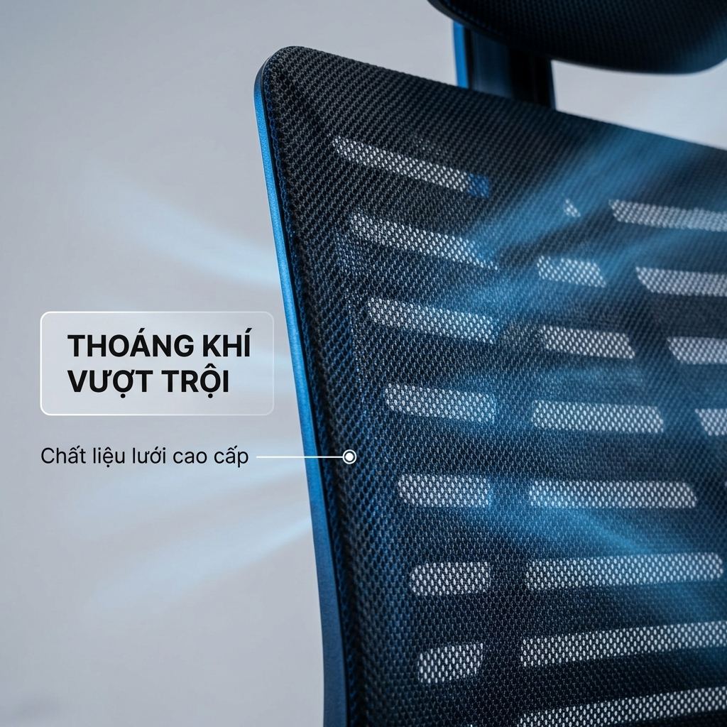 LE Ghế xoay làm việc tựa đầu công thái học chữ A chịu lực tốt đệm lưới siêu thoáng mát cao cấp | BigBuy360 - bigbuy360.vn