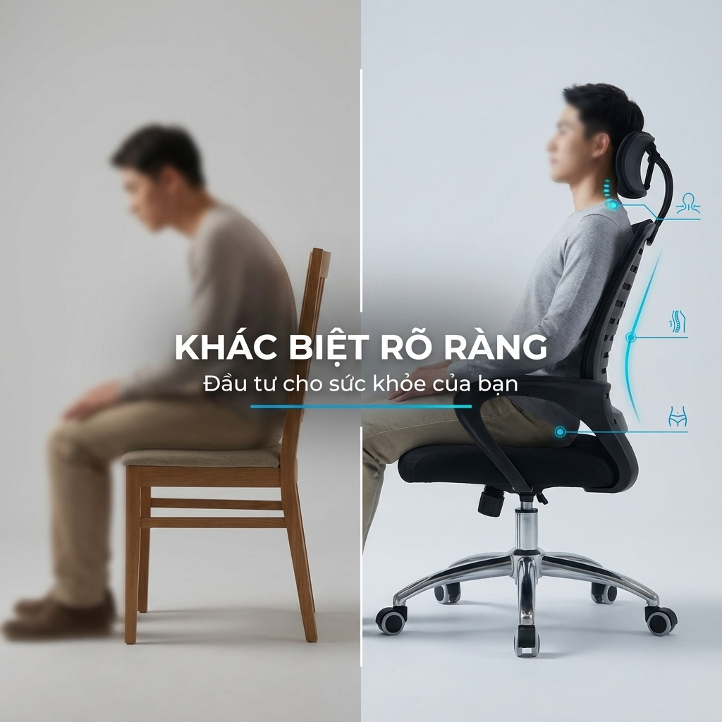 LE Ghế xoay làm việc tựa đầu công thái học chữ A chịu lực tốt đệm lưới siêu thoáng mát cao cấp | BigBuy360 - bigbuy360.vn