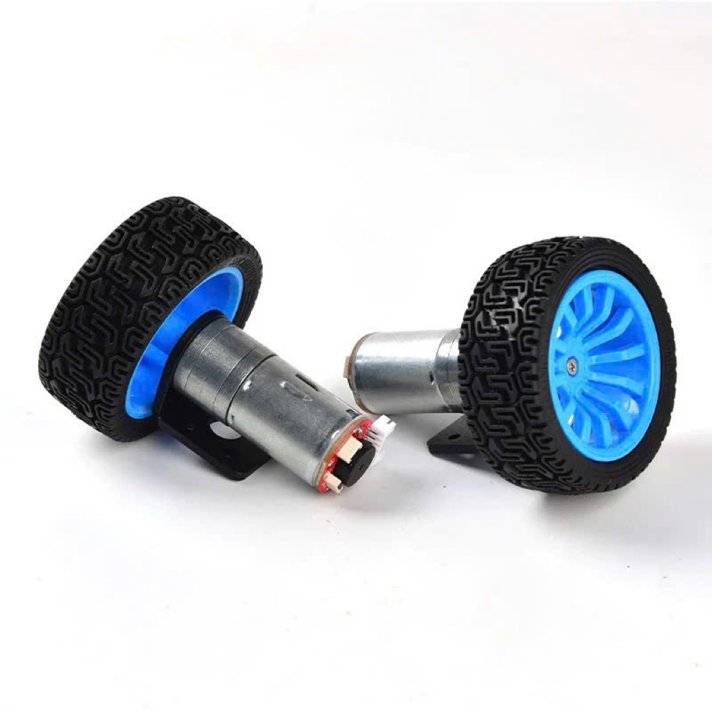 [ 12V 280rpm ] Bộ động Cơ DC giảm tốc có encoder JGA25-370 kèm gá bắt và bánh xe V2 65m