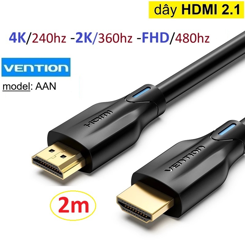 Dây HDMI 2.1 Vention AAN hỗ trợ độ phân giải 4K/240Hz, 2K/360Hz, 1080P/480hz -Bảo Hành 6 tháng
