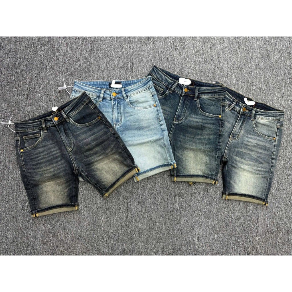 Quần Short Jean Nam Lưng Cao Form Chuẩn siêu cấp Quảng châu, Túi Sau Kẻ Sọc Thời Trang - DK Boutique