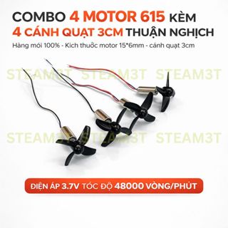 4 motor máy bay 615 + 4 quạt thuận nghịch 3cm, 3.7V Tốc độ 43000 vòng - LK0888