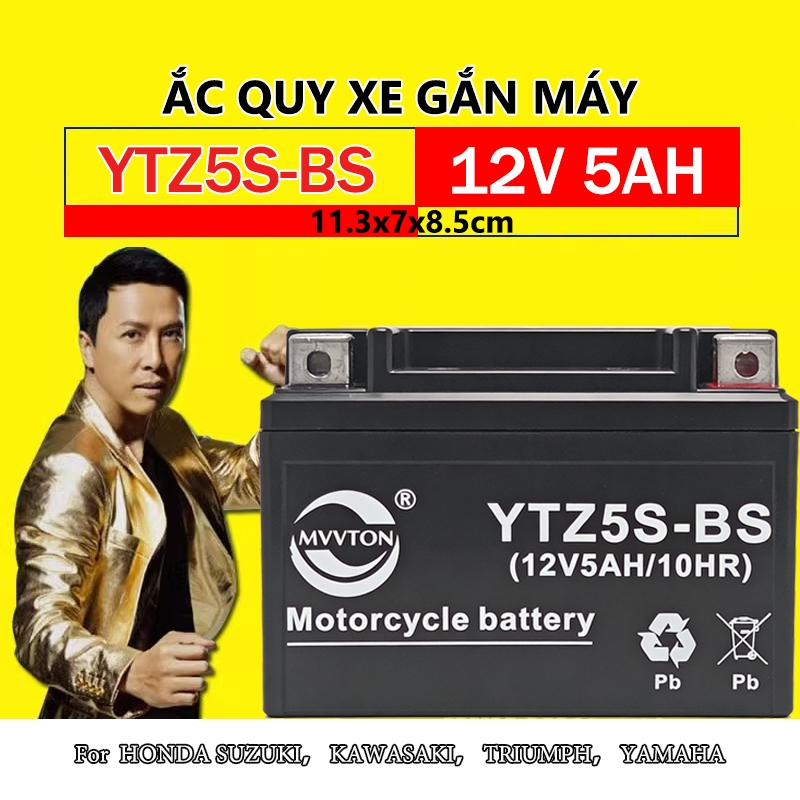 Bình ắc quy 12V5AH-YTZ5S dùng AB 110, Click 110, Vision 2011 - 2013, Future neo/X/led, Sirius Fi, Ju