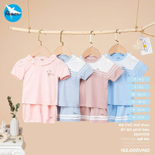 [Avaler] Bộ cộc tay vải sợi tre Avaler cho bé trai bé gái 6m-4y