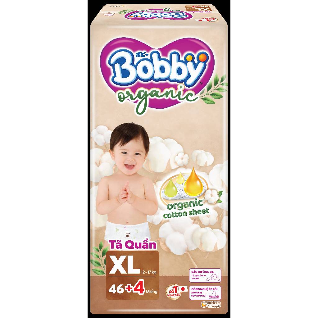 Bobby Tã Bỉm Cao cấp Quần Bobby Organic XL46+ 4 miếng (12-17kg)