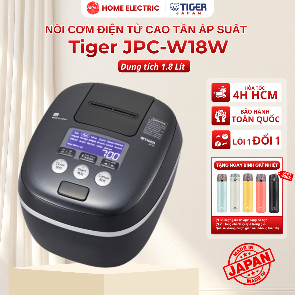 Nồi Cơm Điện Áp Suất Cao Tần IH Tiger JPC-W18W, Dung tích 1.8 Lít