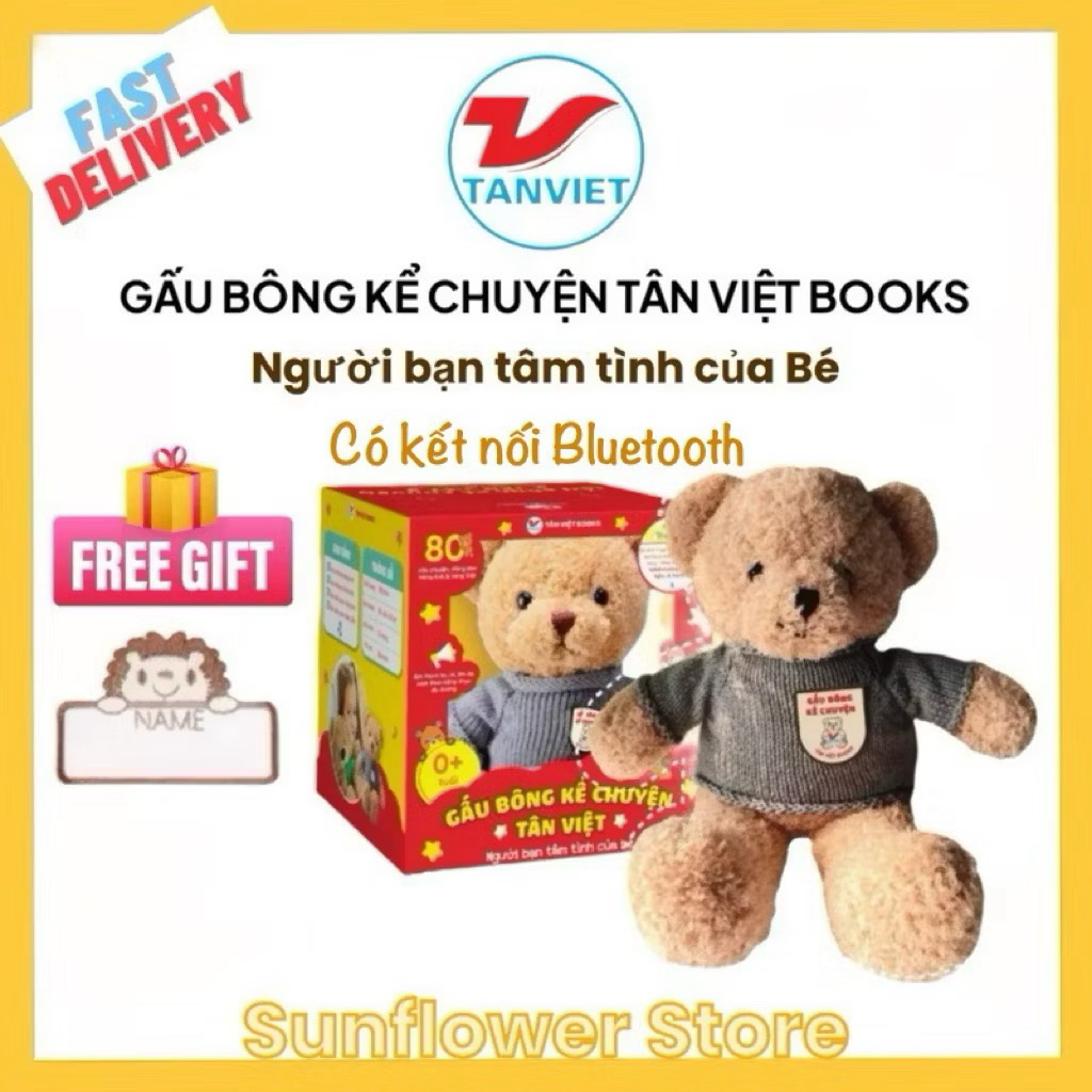 Chính hãng kèm quà - Gấu Bông Kể Chuyện Tân Việt TẶNG KÈM DÁN TÊN - Sunflower Storea