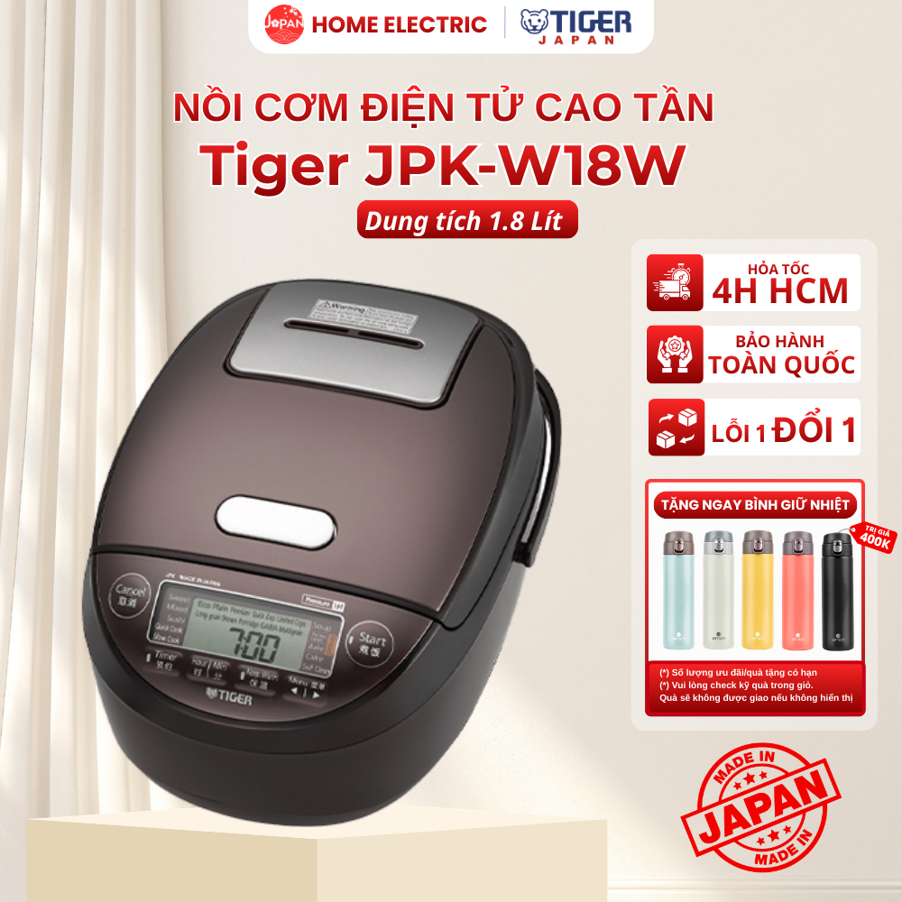Nồi Cơm Điện Áp Suất Cao Tần IH Tiger JPK-W18W, Dung tích 1.8 Lít