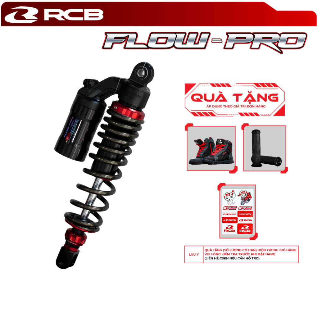 Phuộc Đơn RCB Flow Pro – Phuộc Sau 330mm/340mm Dành Cho Xe Vario/Click/Vision