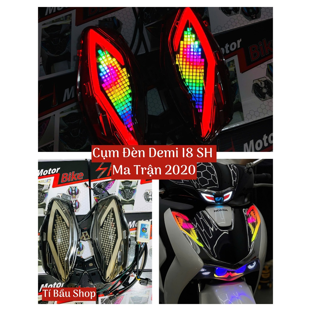 Cụm Demi Xi Nhan SH 2020 - 2025 Mẫu Ma Trận - Xài LED I8 Chỉnh APP