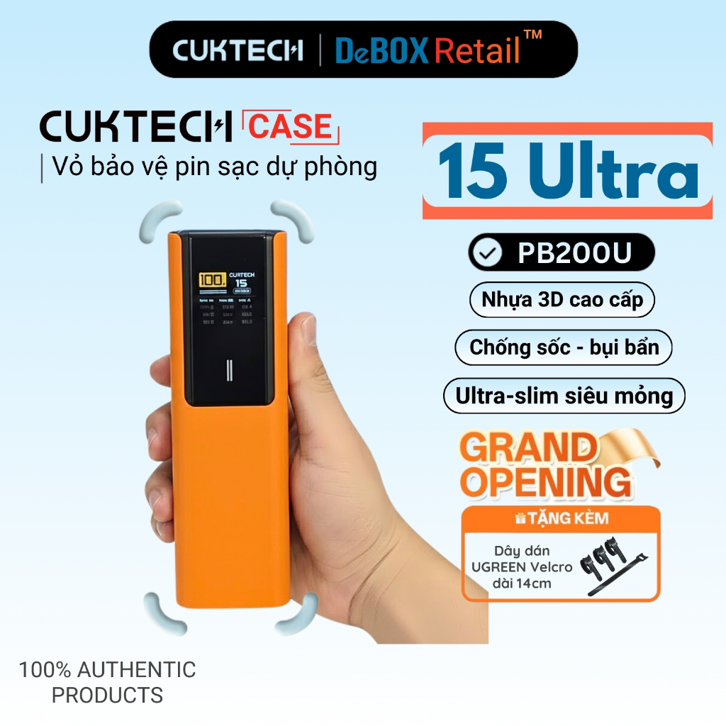 Vỏ Bảo Vệ Sạc Dự Phòng Cuktech 15 Ultra [PB200U] | Chống trầy xước | Siêu mỏng | Chất liệu nhựa in 3