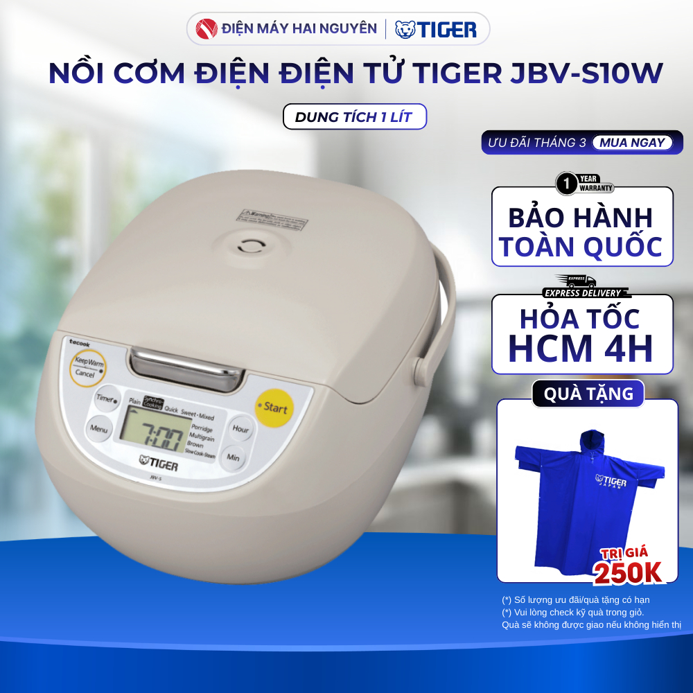 Nồi cơm điện tử Tiger JBV-S10W 1 lít
