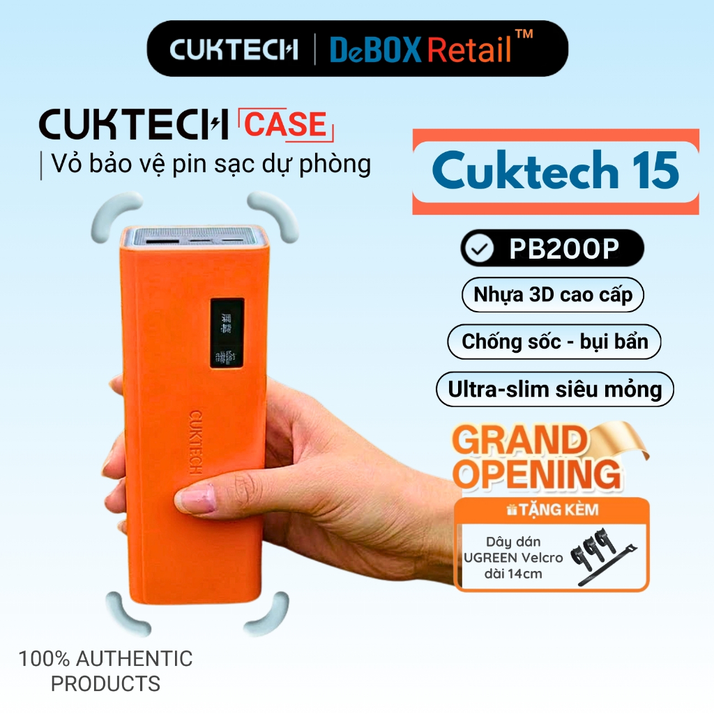 Vỏ Bảo Vệ Sạc Dự Phòng Cuktech 15 [PB200P] | Chống trầy xước | Ultra-slim siêu mỏng | Chất liệu nhựa