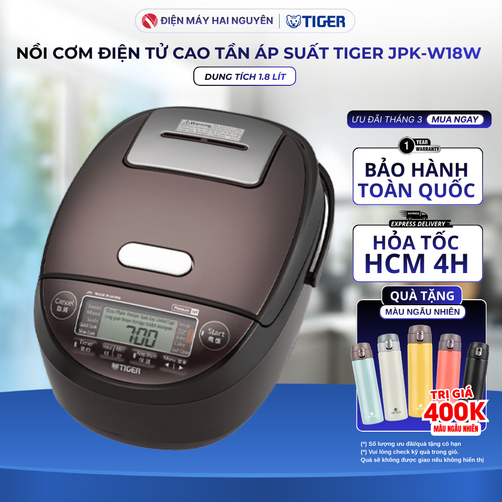 Nồi Cơm Điện Tử Cao Tần Tiger JPK-W18W 1,8 lít - Hàng chính hãng