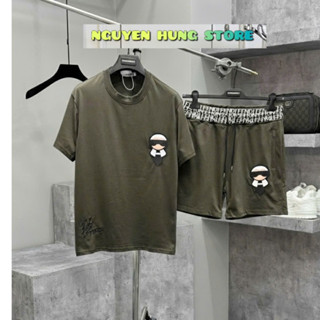 Bộ Cộc Thun Hè FE&Di Logo Thêu Sắc Nét Siêu Đẹp, Bộ Hè Nam  85% Cotton nhẹ Cực Mát Thoải mát nẻ Boy phố Quảng châu