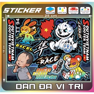 Tem dán sticker Decal dán xe máy,Xe Điện, mũ bảo hiểm , bàn học ,hộp bút… mini hót trend dán đa mẫu như hình.