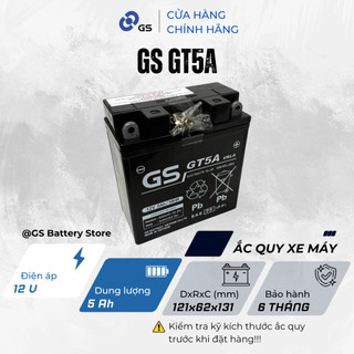 Bình xe máy GS GT5A 12V 5Ah dùng cho Sirius xăng cơ, Dream, Future I, Wave đời đầu