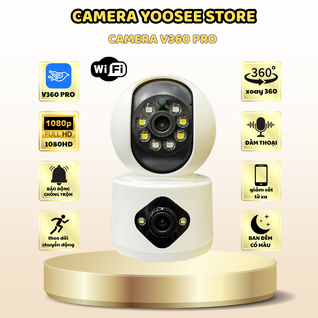 YOOSEE  wifi CCTV Camera 8+2 mạng không dây Wifi FHD 1080P 2 ống kính 8 đèn LED WIFI 2.4G  Đàm Thoại 2 Chiều