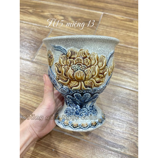 Ly để phật thủ dòng men rạn nổi Bát tràng