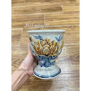 Ly để phật thủ dòng men rạn nổi Bát tràng