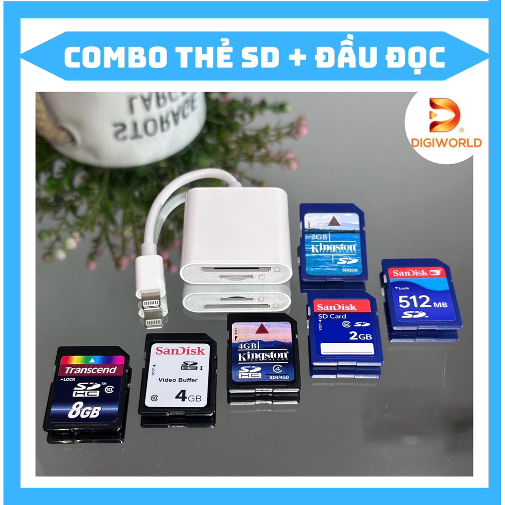Thẻ nhớ SD 512MB / 2GB / 4GB / 8GB / 16GB / 32GB và Đầu Đọc Thẻ Nhớ SD