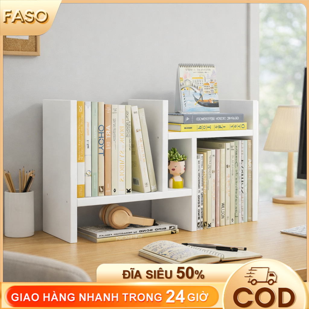 FASO Giá sách để bàn hai tầng có thể kéo dài đặt trên bàn làm việc giúp tiết kiệm không gian | BigBuy360 - bigbuy360.vn