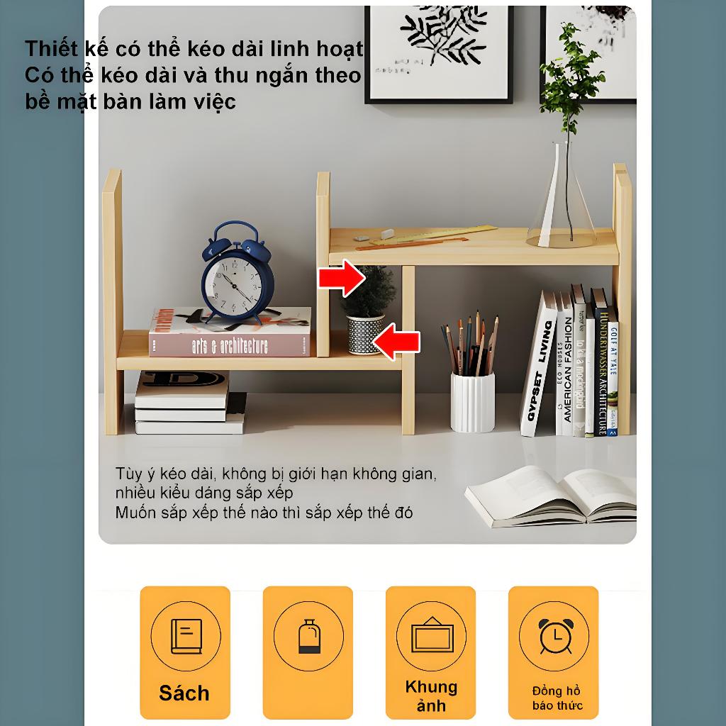 FASO Giá sách để bàn hai tầng có thể kéo dài đặt trên bàn làm việc giúp tiết kiệm không gian | BigBuy360 - bigbuy360.vn