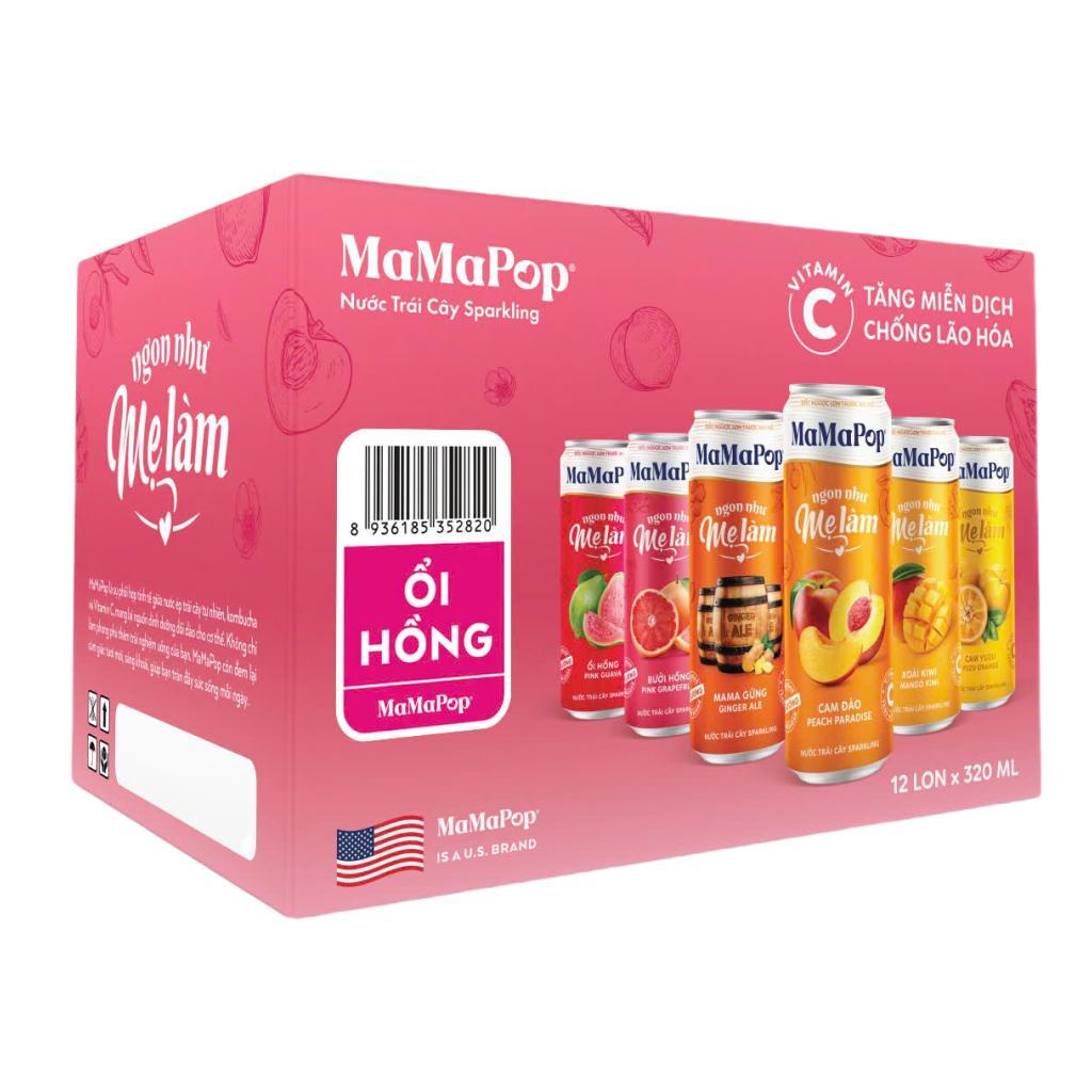 Nước trái cây có ga ổi hồng MaMaPop 320ml