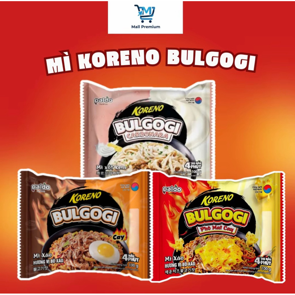 Mì Xào Koreno Bulgogi - Mì xào Hàn quốc hương vị sốt kem/bò xào cay/bò xào phô mai cay