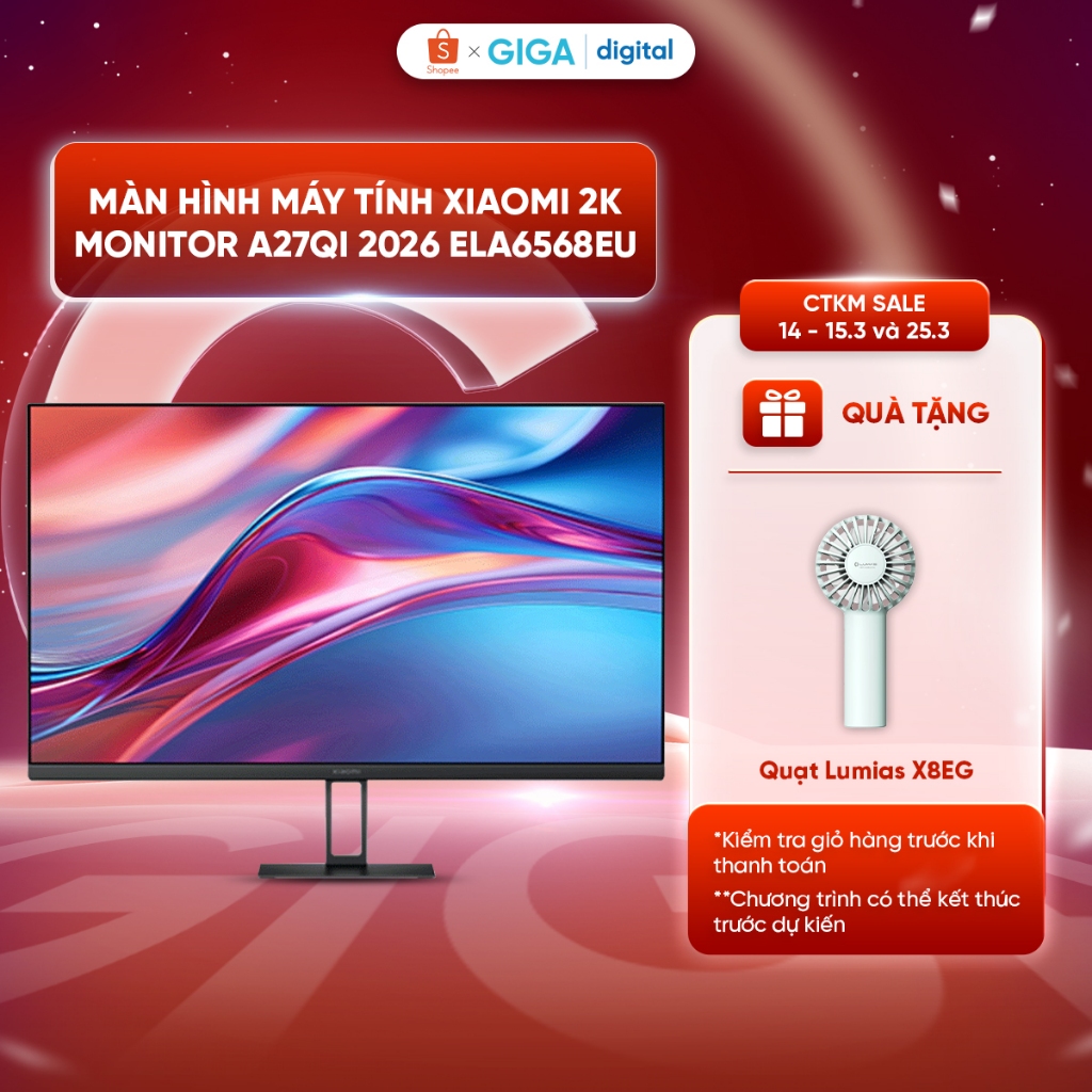Màn hình máy tính PC Xiaomi Monitor 2K A27Qi 27inch - Tấm Nền LCD IPS -Tần Số Quét 100Hz - Thời gian