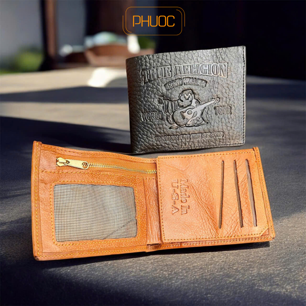 Ví ông địa Da Bò Thật V2 thời trang mẫu mới - Bóp nam đựng thẻ, giấy tờ cao cấp