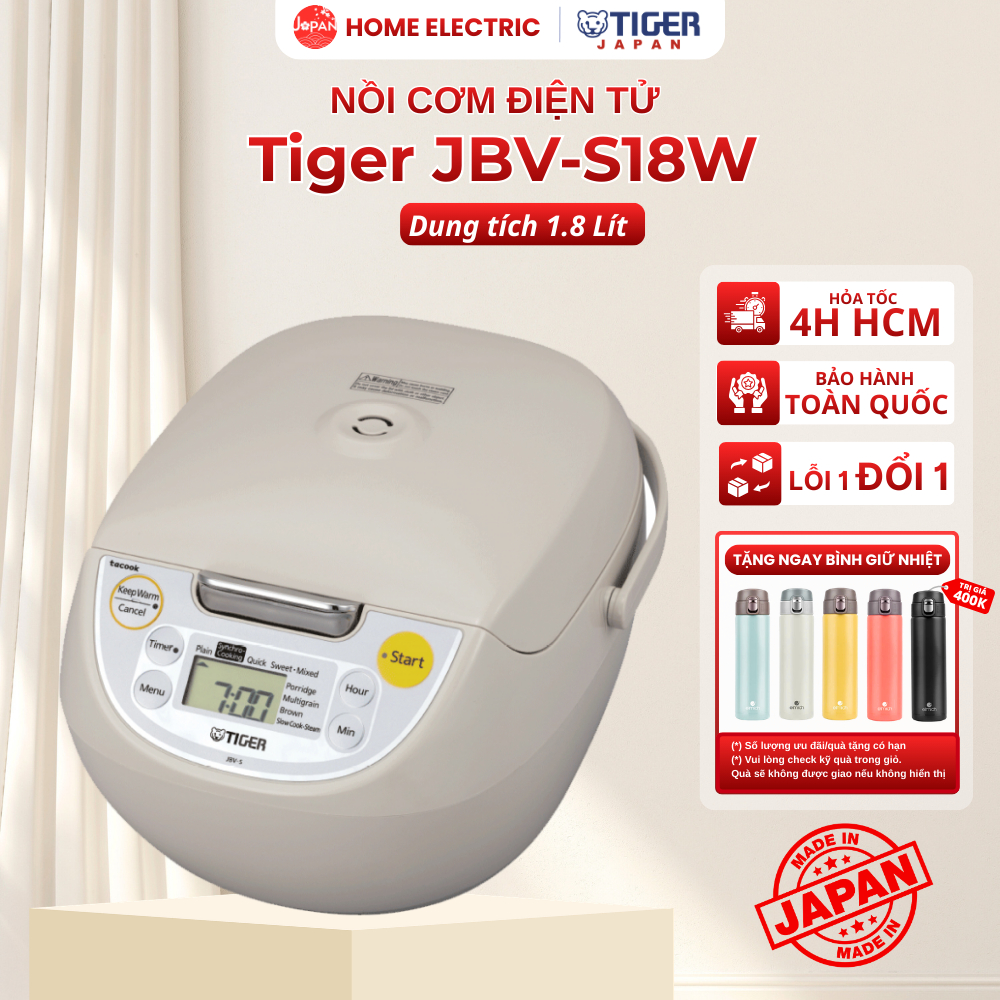 Nồi Cơm Điện Tử Tiger JBV-S18W, Dung tích 1.8 Lít