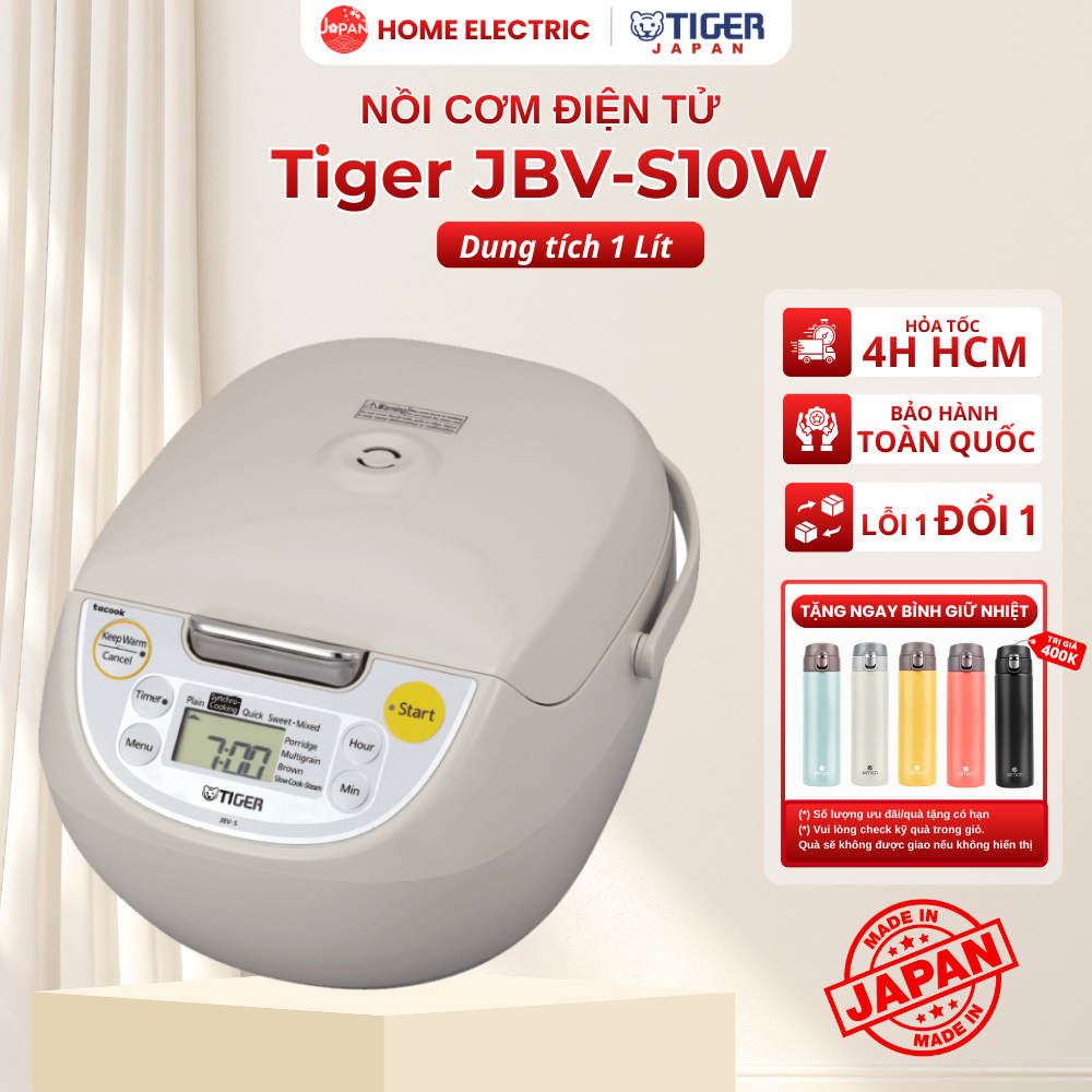 Nồi Cơm Điện Tử Tiger JBV-S10W, Dung tích 1 Lít