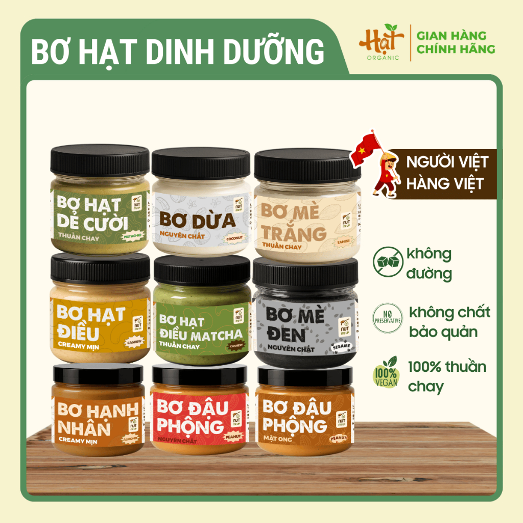 [TỔNG HỢP] Bơ Hạt Dinh Dưỡng Các Loại, Bơ Đậu Phộng, Bơ Hạt Điều, Bơ Hạnh Nhân, Bơ Mè Đen,... Nguyên Chất Không Đường