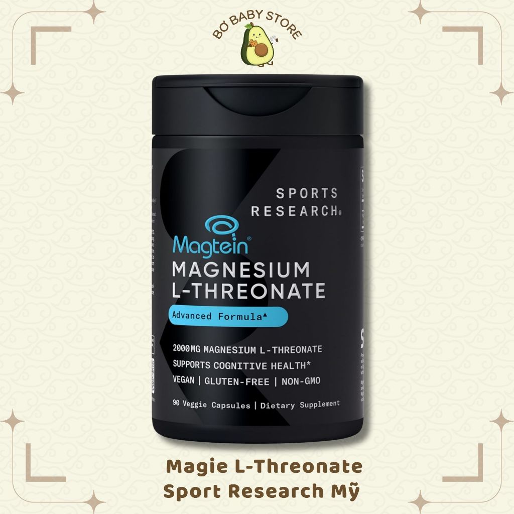 Magie Magnesium L Threonate Magtein 2000mg Sports Research Tăng Trí Nhớ Ngủ Ngon (BAY AIR - ĐỦ BILL)
